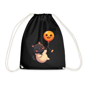 Halloween Cat with Halloween Pumpkin - Drawstring Bag - black - Front