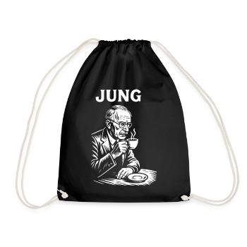 Carl Gustav Jung drinking a coffee - Drawstring Bag - black - Front