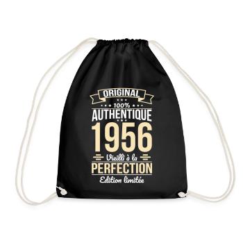 1956 – Aged to Perfection – Limited Edition - Drawstring Bag - black - Front