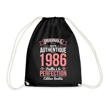 1986 – Aged to perfection – Limited edition - Drawstring Bag - black - Front