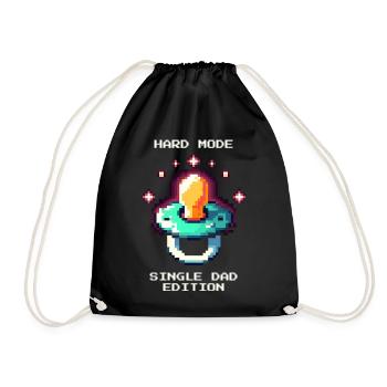 Hard Mode: Single Dad | Single parent - Drawstring Bag - black - Front