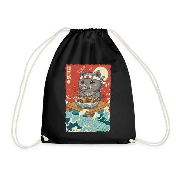 Anime Wild Boar - Drawstring Bag - black - Front
