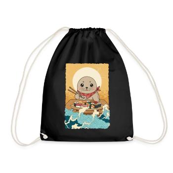 Kawaii Seal North Sea Sushi - Drawstring Bag - black - Front
