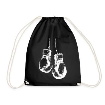 Boxhandschuhe in weiss Design Boxclub Boxer - Turnbeutel - Schwarz - Vorne