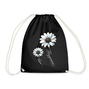 Blaue Gänseblümchen, Glück und Liebe - Turnbeutel - Schwarz - Vorne
