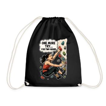 Bouldering Woman Overhang – One More Try Comic - Drawstring Bag - black - Front