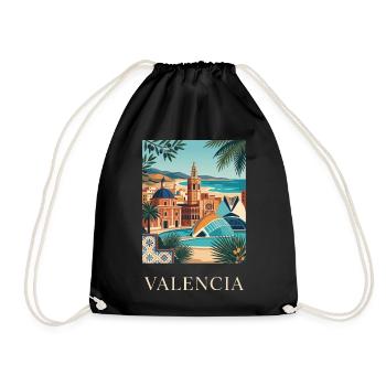 Affiche de voyage sur l’architecture côtière de Valence en Espagne - Sac de sport léger - noir - Devant