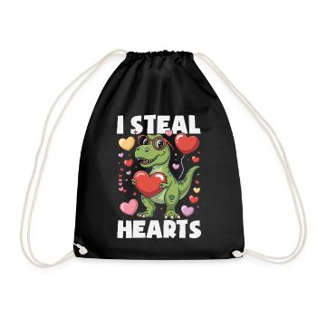 Retro Heart Valentine's Day Design Love - Drawstring Bag - black - Front