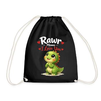Cute Dino Rawr Means I Love You Gift - Drawstring Bag - black - Front