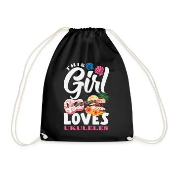 Funny Ukulele Designs and Sayings - Drawstring Bag - black - Front