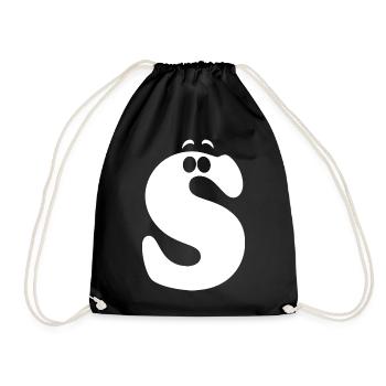 Large S Style Print | Letter S funny S logo - Drawstring Bag - black - Front