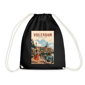 Erleben Sie das Küstendorf Volendam, Niederlande - Turnbeutel - Schwarz - Vorne