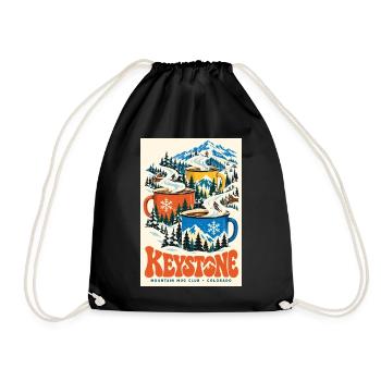 Entdecken Sie Keystone Colorado Retro Mountain Escape - Turnbeutel - Schwarz - Vorne