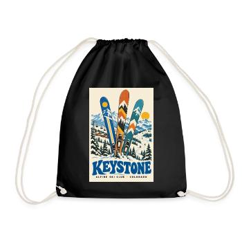 Entdecken Sie Keystone in Colorado Retro Mountain Escape - Turnbeutel - Schwarz - Vorne