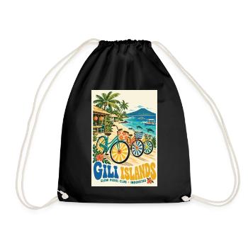 Erleben Sie Gili Islands Indonesien Retro Tropical - Turnbeutel - Schwarz - Vorne