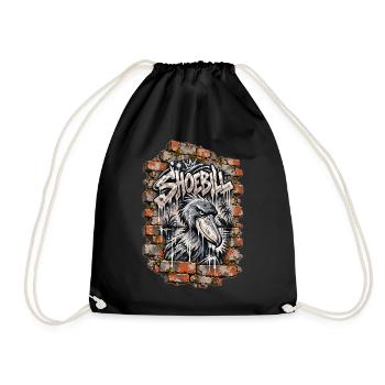 Shoebill – Graffiti-Wand - Turnbeutel - Schwarz - Vorne