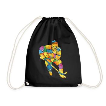 Ice hockey Player hockey winter sports gift - Drawstring Bag - black - Front