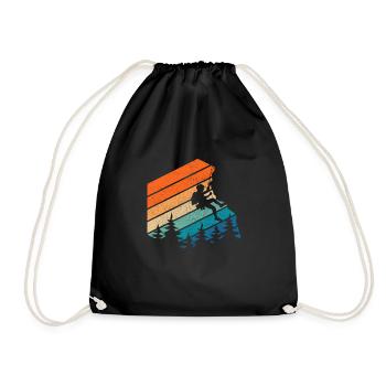 Klettern Bouldern Bergsteigen Geschenk - Turnbeutel - Schwarz - Vorne