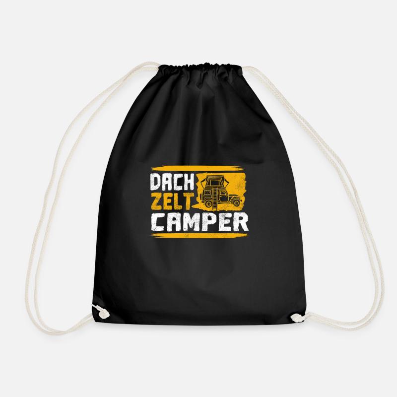 Dachzelt Camping Urlaub Dachzelten Geschenk - Turnbeutel - Schwarz