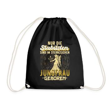 Sternzeichen Jungfrau Horoskop Geschenk - Turnbeutel - Schwarz - Vorne