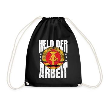 Held der Arbeit DDR Geschenkidee - Turnbeutel - Schwarz - Vorne