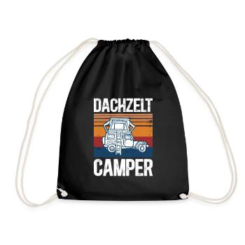 Dachzelt Camper | Autozelt Campingurlaub Retro - Turnbeutel - Schwarz - Vorne
