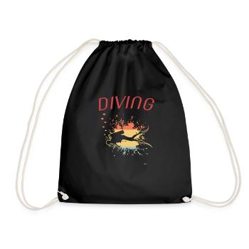 Tauchen, Taucher, Scuba Diving, Diver, - Turnbeutel - Schwarz - Vorne