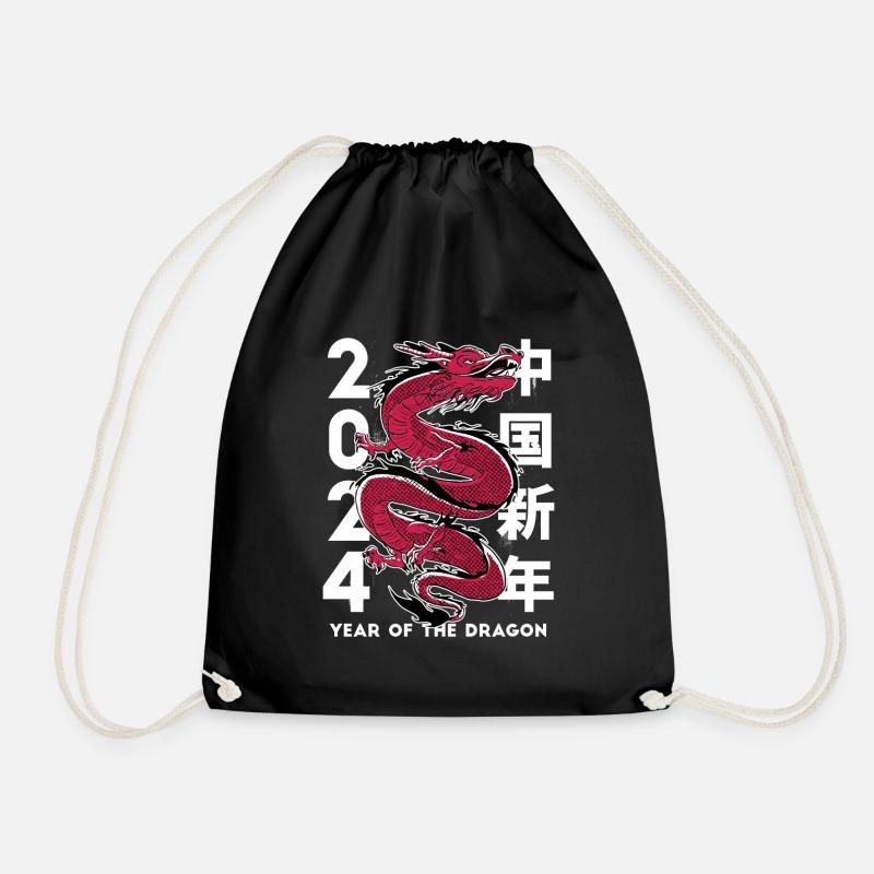 Chinesisches Neujahr 2024, Jahr des Drachen - Turnbeutel - Schwarz