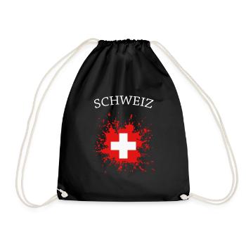 Schweiz Flagge - Turnbeutel - Schwarz - Vorne