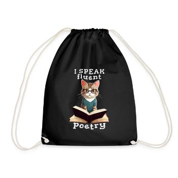 Ich spreche fließend Poesie, belesene Katze - Turnbeutel - Schwarz - Vorne