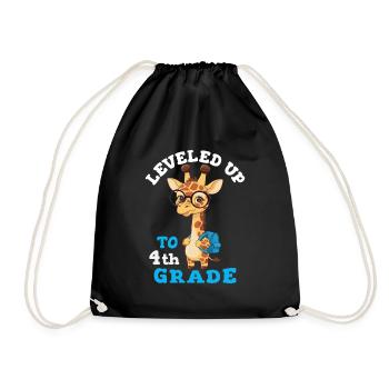 Leveled up to 4th grade - Funny Giraffe - Drawstring Bag - black - Front