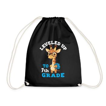 In die 7. Klasse hochgestuft - Lustige Giraffe - Turnbeutel - Schwarz - Vorne