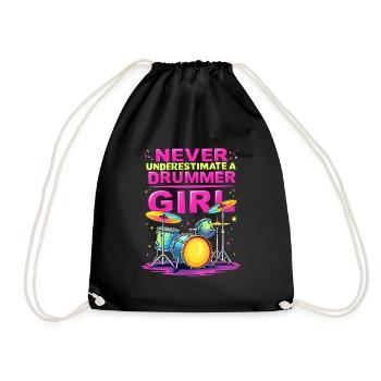 Never Underestimate a Drummer Girl - Drawstring Bag - black - Front