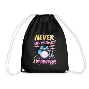 Never Underestimate a Drummer Girl - Drawstring Bag - black - Front