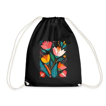 Motif floral Otomi Art culturel - Sac de sport léger - noir - Devant