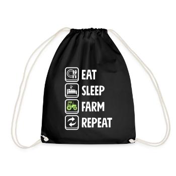 Eat Sleep Farm Repeat - Drawstring Bag - black - Front