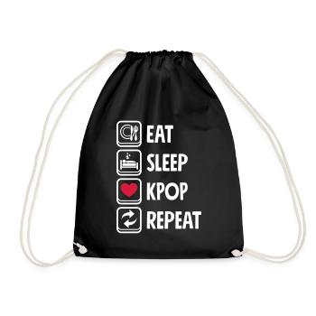 Eat Sleep KPOP repeat - Drawstring Bag - black - Front