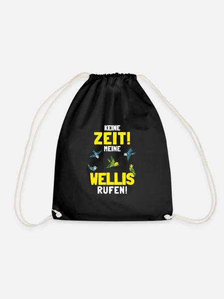 Wellensittich Sittiche Welli Figur Sittichhalter - Turnbeutel - Schwarz