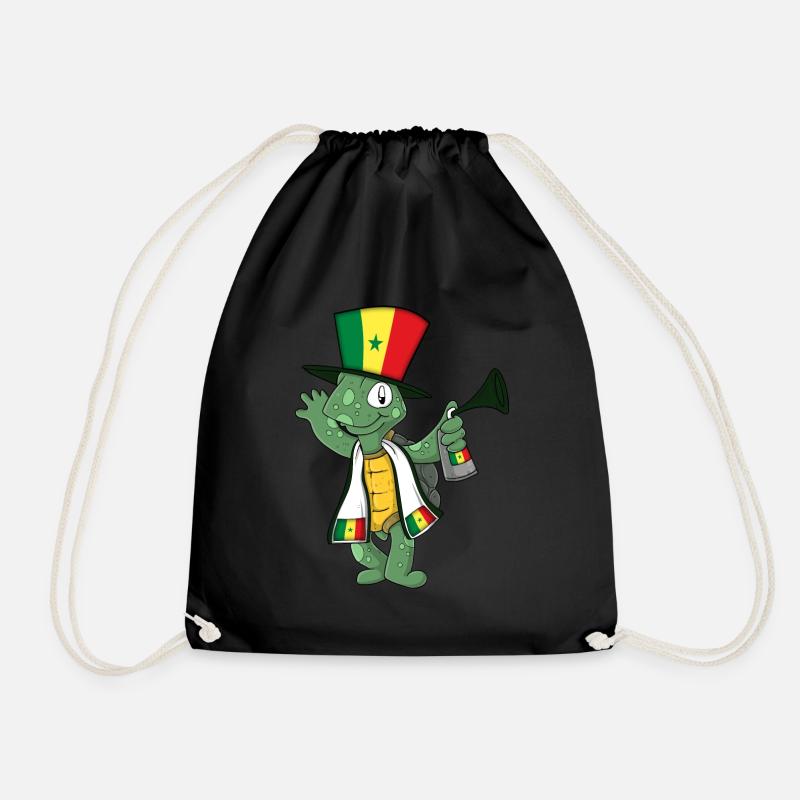 Senegal Fan Turtle - Drawstring Bag - black
