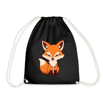 Cute Fox Gift Nature Lover Hiker - Drawstring Bag - black - Front