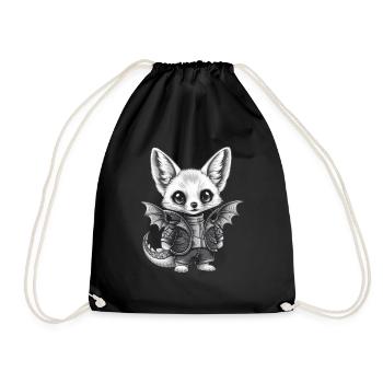 Fennec Desert Fox with Cool Dragon Outfit - Drawstring Bag - black - Front