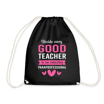 Teacher Assistant Paraprofessional Paraeducator - Drawstring Bag - black - Front