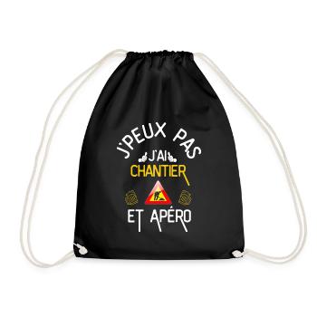 J Peux Pas J Ai Chantier et Apéro - Sac de sport léger - noir - Devant