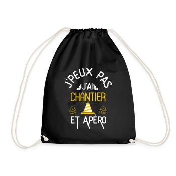 J Peux Pas J Ai Chantier et Apéro - Sac de sport léger - noir - Devant