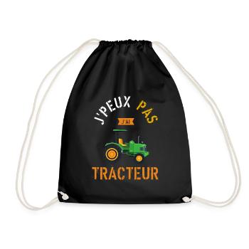 J'Peux Pas J'Ai Tracteur cadeau humour - Sac de sport léger - noir - Devant