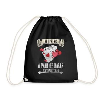 Card Game Card Blackjack All In - Drawstring Bag - black - Front