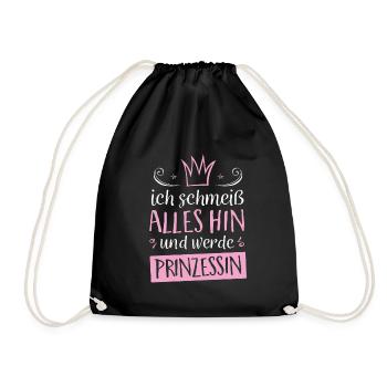 ich werde Prinzessin - Turnbeutel - Schwarz - Vorne