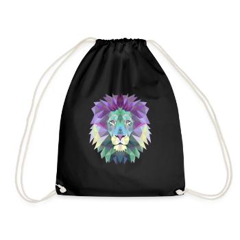 Löwe Geschenk Dreieck Polygon Löwin Raubkatze Lion - Turnbeutel - Schwarz - Vorne