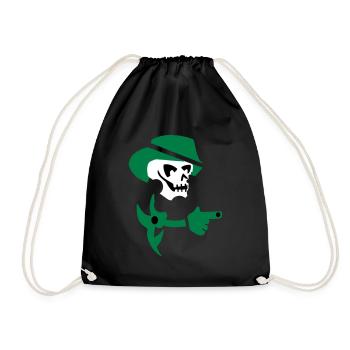 Totenkopf Skull Schädel Gangster - Turnbeutel - Schwarz - Vorne