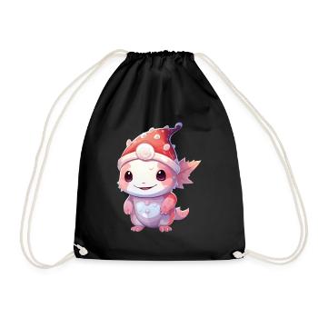 Christmas Miracle Axolotl: Laughter Under the Cap - Drawstring Bag - black - Front
